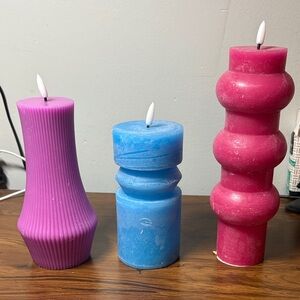 Vibrant Battery Powered Candle Set - Pink, Blue, and Purple
